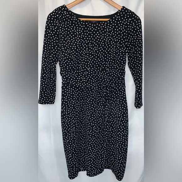 Ann Taylor Dresses & Skirts - ANN TAYLOR Petite Black & White Polka Dot Sheath Dress Stretch Size 4P